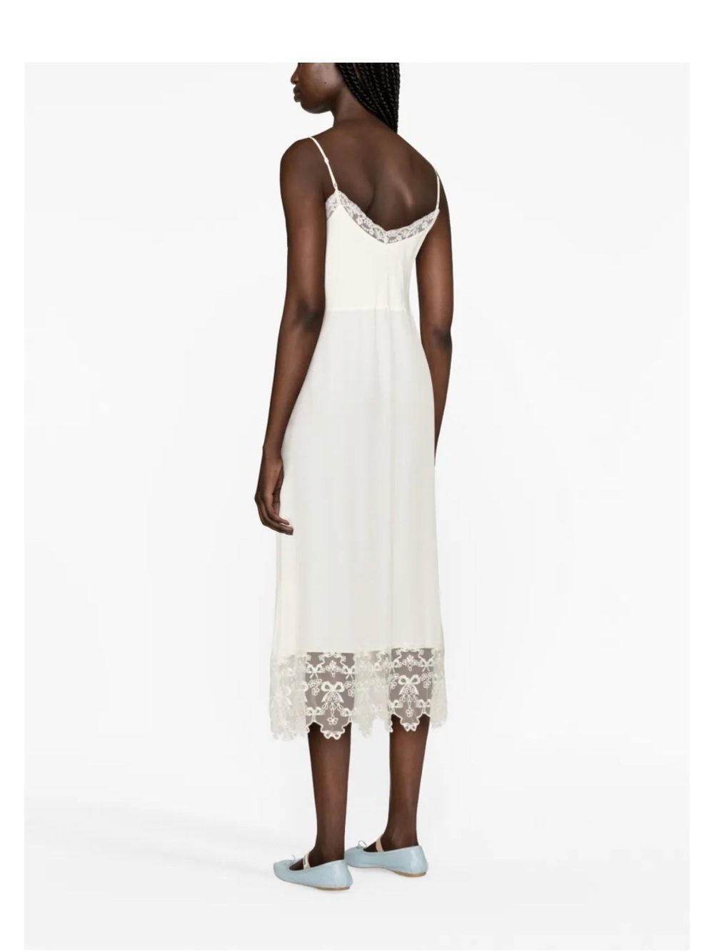 Simone Rocha Cream Lace-Trim Slip Midi